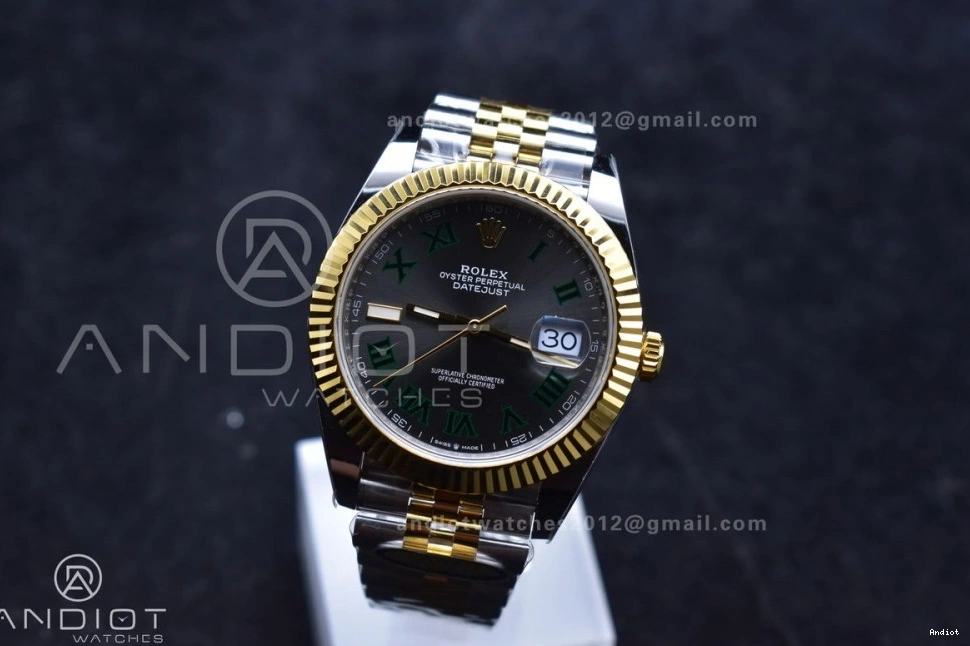 on Dial ARF SS YG SH3235 YG Edition (Gain Jubilee Gray DateJust 41 126333 Best SS 904L Weight) Roman Bracelet Steel Green 1:1 0114